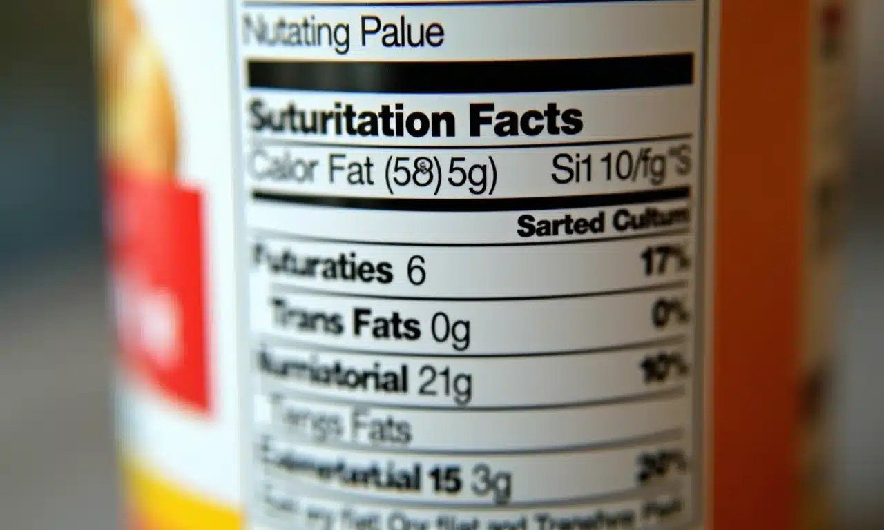Alerta sobre gorduras saturadas e trans em rótulo de alimento.