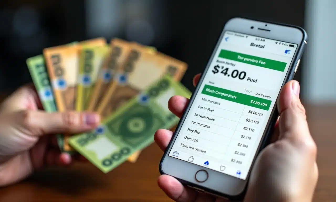 Comparativo de taxas bancárias em app de banco digital.