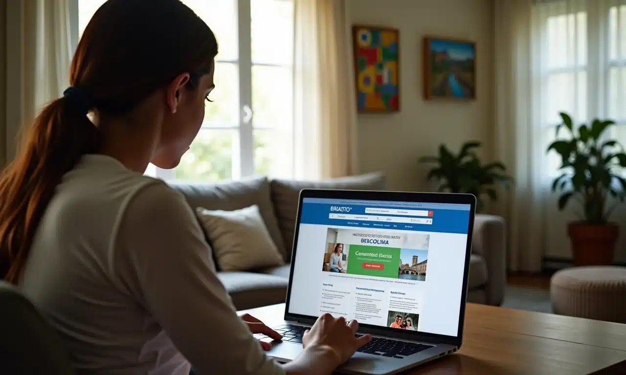 Mulher brasileira solicita visto de nômade digital para Portugal online no Brasil.