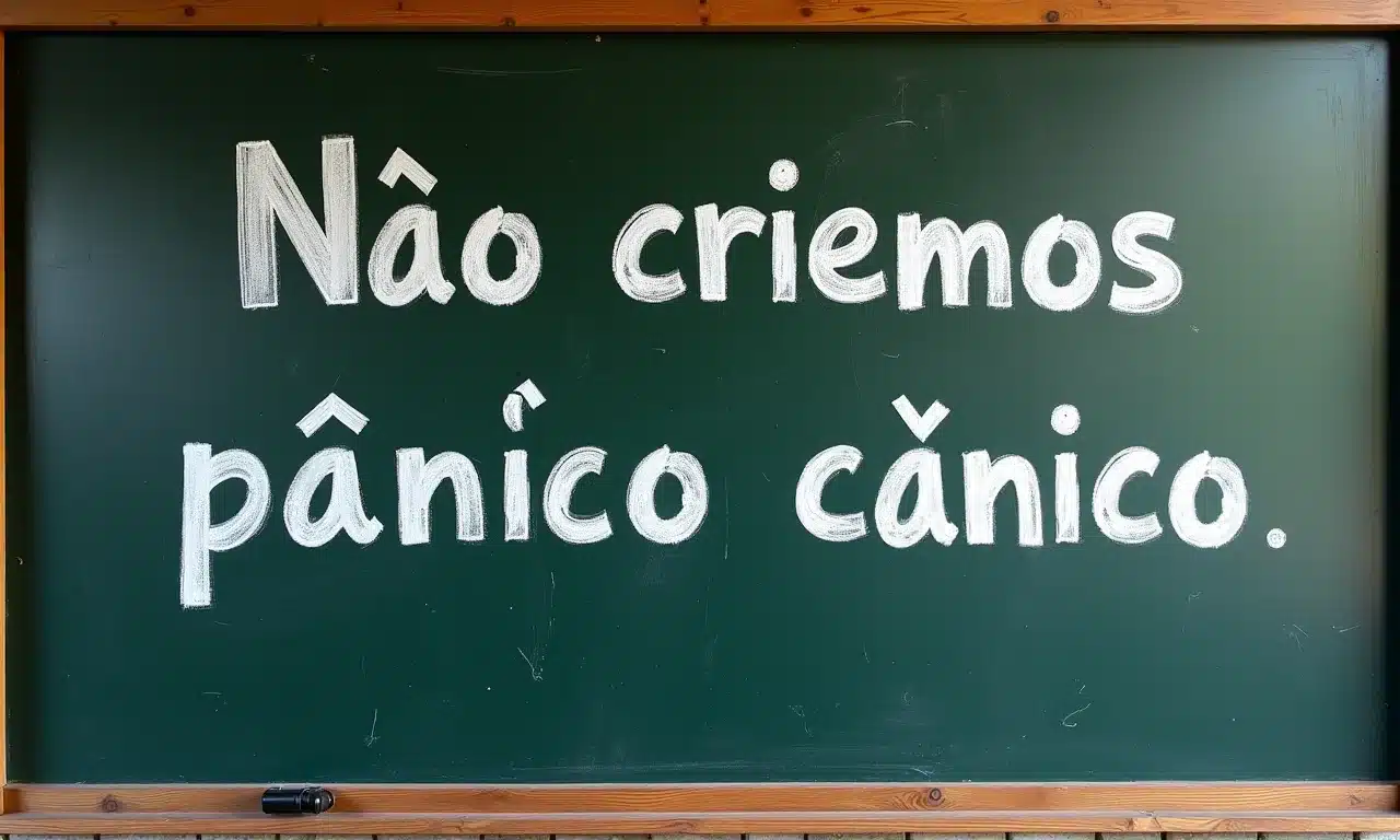 Quadro negro com a frase incorreta e a correta de Chaves.