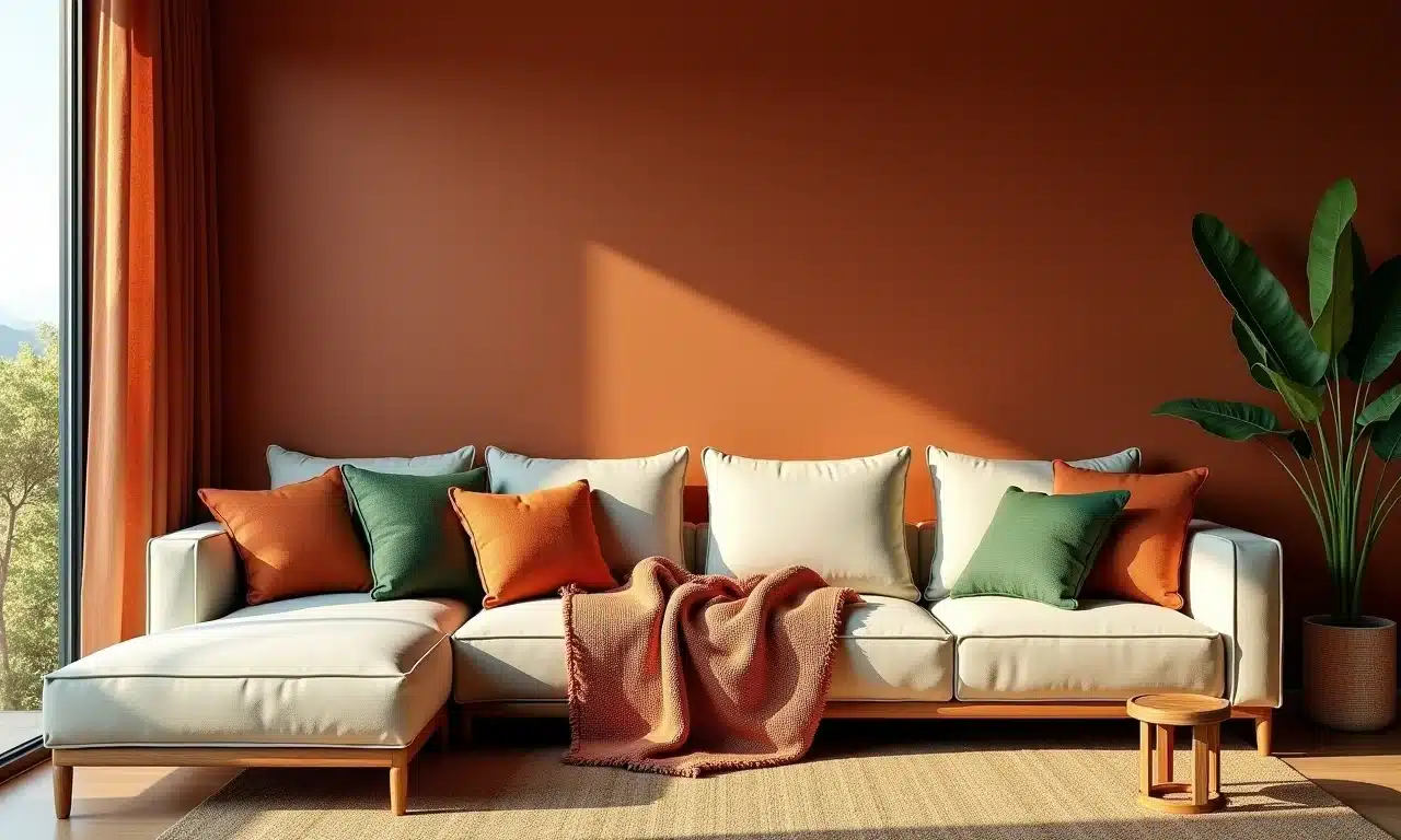 Sala com cores e texturas que evocam boas lembranças.
