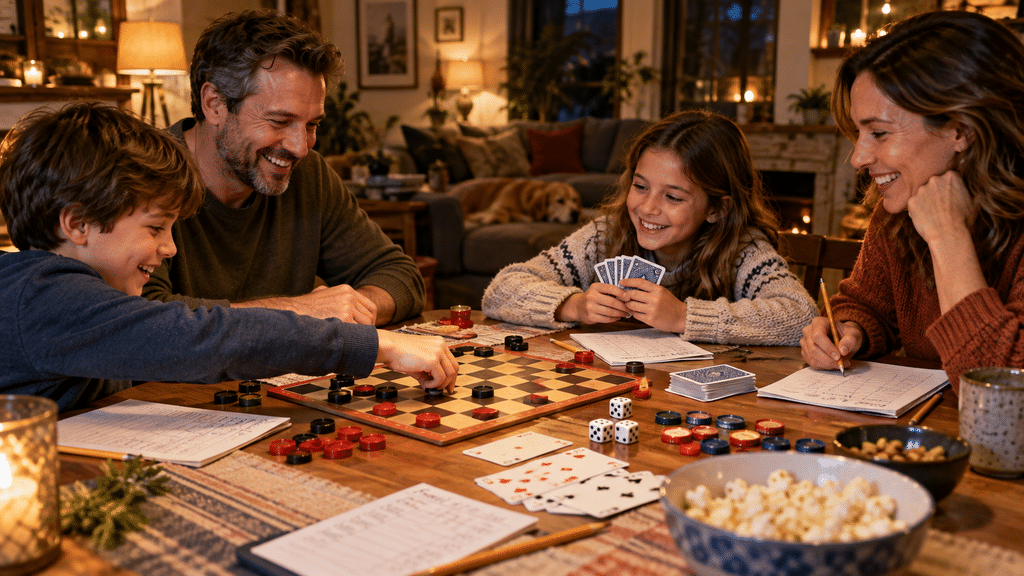 Noite de jogos em família: como organizar a diversão usando papel e peças simples